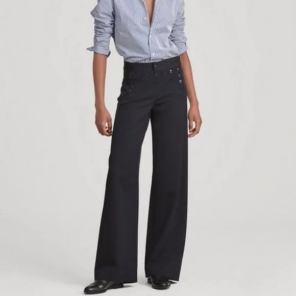 RALPH LAUREN SAILOR MARINE WIDE LEG JEANS - Picture 1 of 10